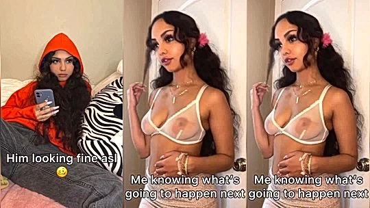 layladeline showing of her big tits in see-through lingerie on tiktok