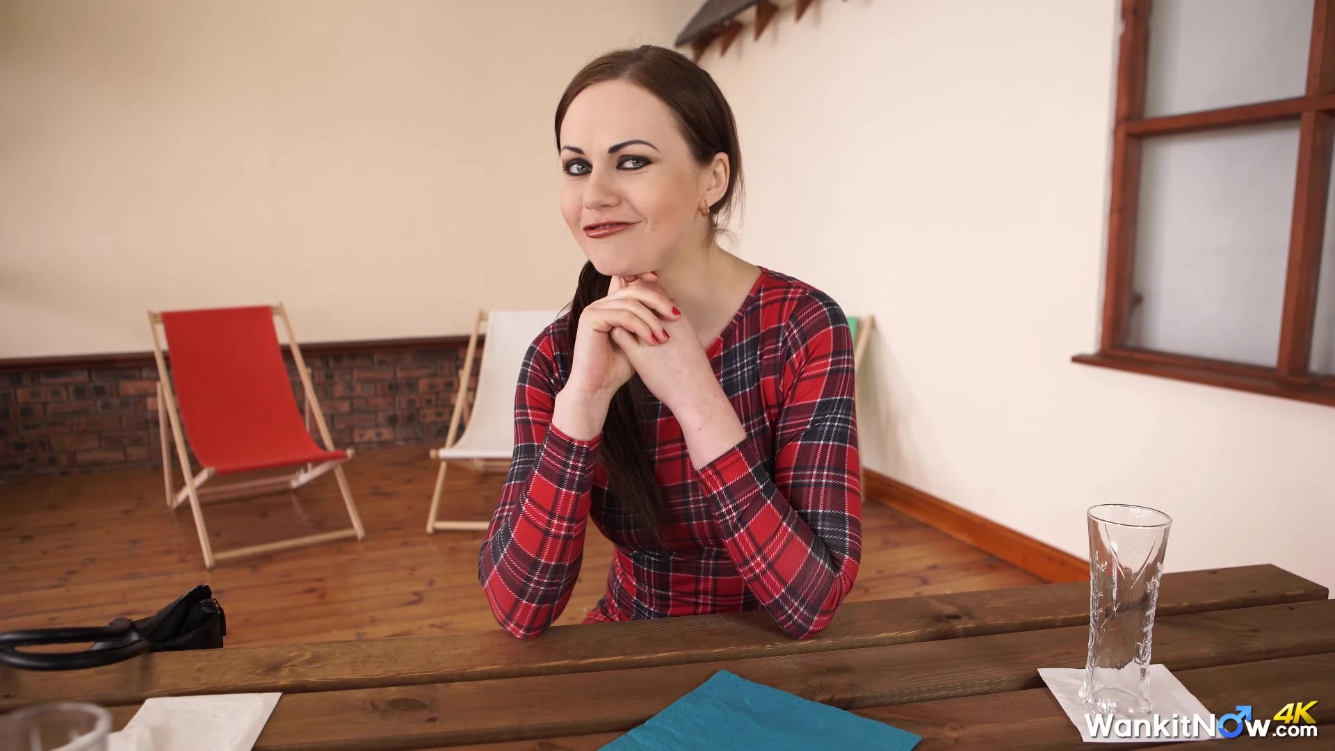 bad babe Tina Kay sat on her sextoy in the study room and rides hard till she cums