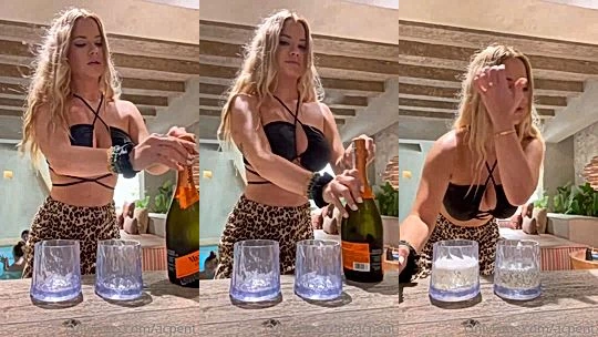 Ali Pentecost making cocktail in lingerie