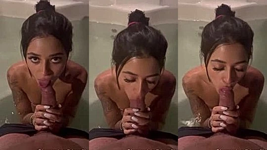 beautiful slut Itsaltheaxx sucking a big hard cock in bathtub