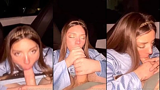 hot babe Katiana Kay sucking a big cock in the dark