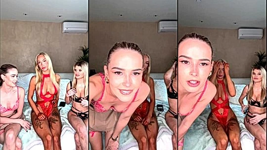 Beautiful Girl Elena Kamperi three hot babes in lingerie on livestream