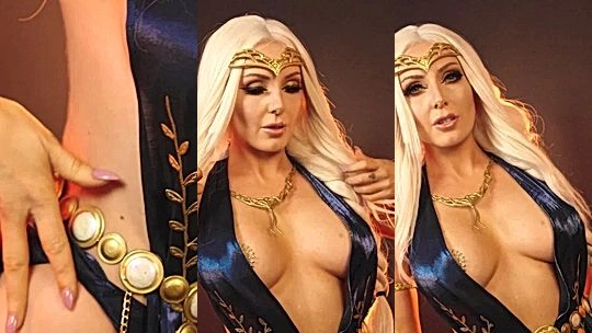 Jessica Nigri showing off her big tits as barbarian queen