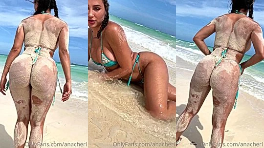 Hot Chick Ana Cheri teasing her sandy bikini body on beach! DankFap
