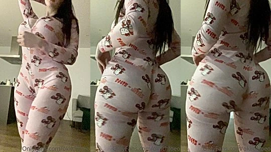 Okichloeo shaking her booty in pajamas