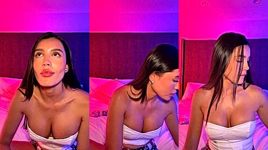 hot chick Hanna Miller playing with her tits in the red room