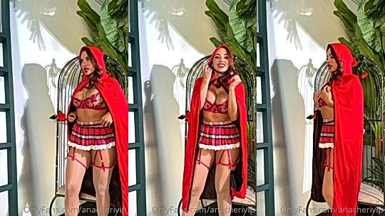 Ana Cheri teasing as red riding hod lingerie