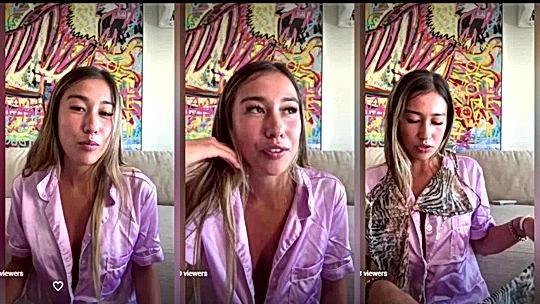 horny slut Ppwyang flashing her naked tits on livestream