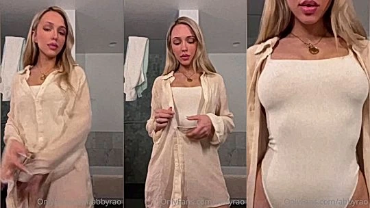 Abby Rao teasing her tits in the bathroom