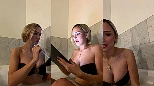 Hot Girl Abby Rao wet naked tits teasing in bathtub