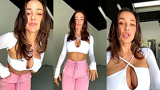 Sexy Chick Ana Cheri teasing her big tits in gym top