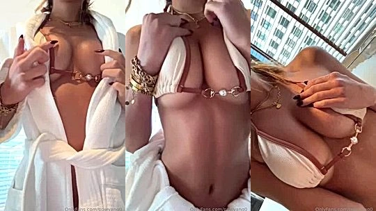 Ppwyang teasing her perky tits in white lingerie