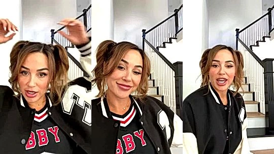 Ana Cheri teasing in her sexy cheerleader outfit