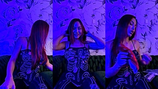 Ana Cheri shaking her big tits in a dark room