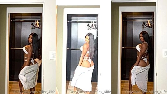 Qimmah Russo teasing in her white lingerie