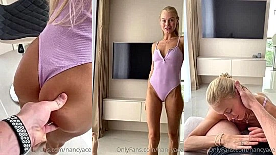 Nancy Ace sucking and riding cock in bodysuit