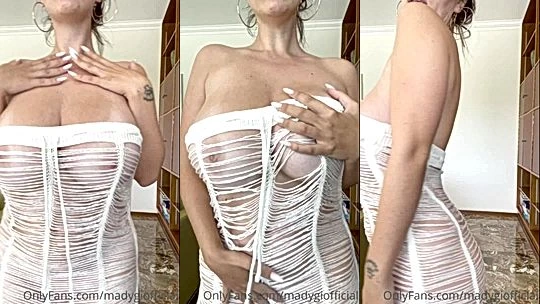Mady Gio teasing in her see-through dress