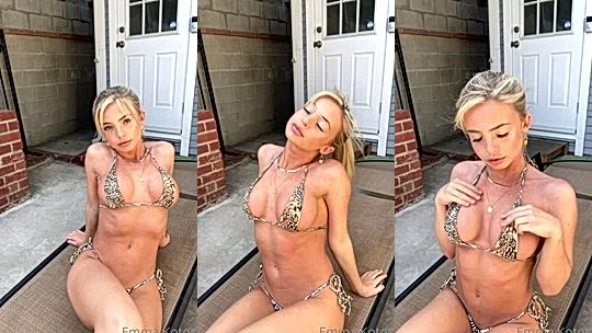 Emma Kotos leopard bikini teasing outdoors