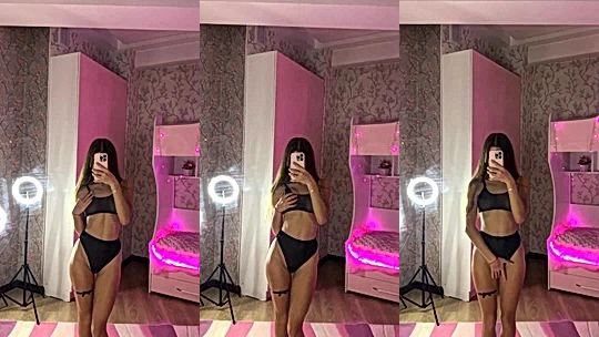 Lerabuns mirror teasing in her lingerie