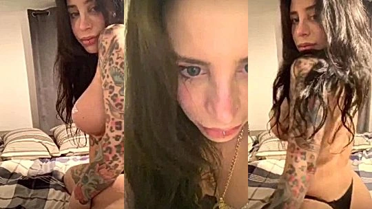 Alex Mucci showing off her big tits in the bedroom