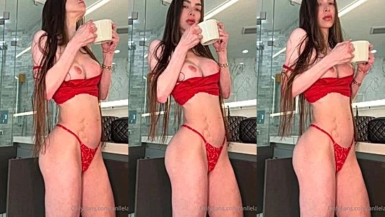 Anllela Sagra teasing in her red lingerie