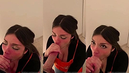 Slutty Katiana Kay sucking cock after work