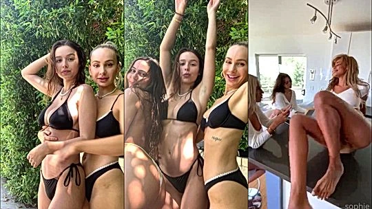 horny babe Sophie Mudd three hot chicks teasing in bikini