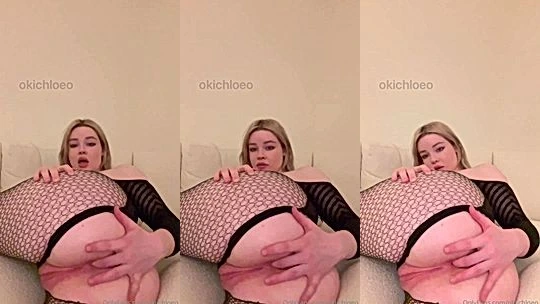 Okichloeo spreading her booty with buttplug