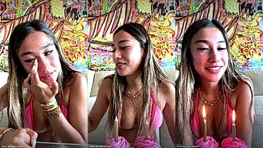 Ppwyang showing off her bikini body on livestream