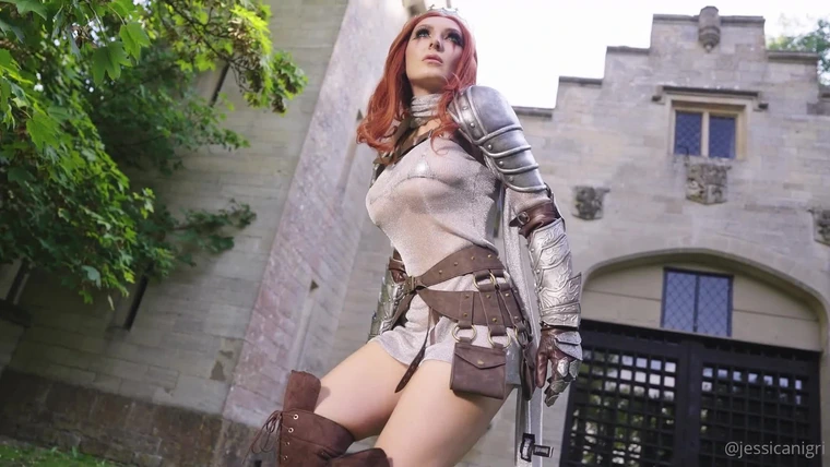 Jessica Nigri teasing as a sexy knight