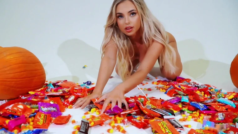 Emma Kotos teasing her tits for halloween