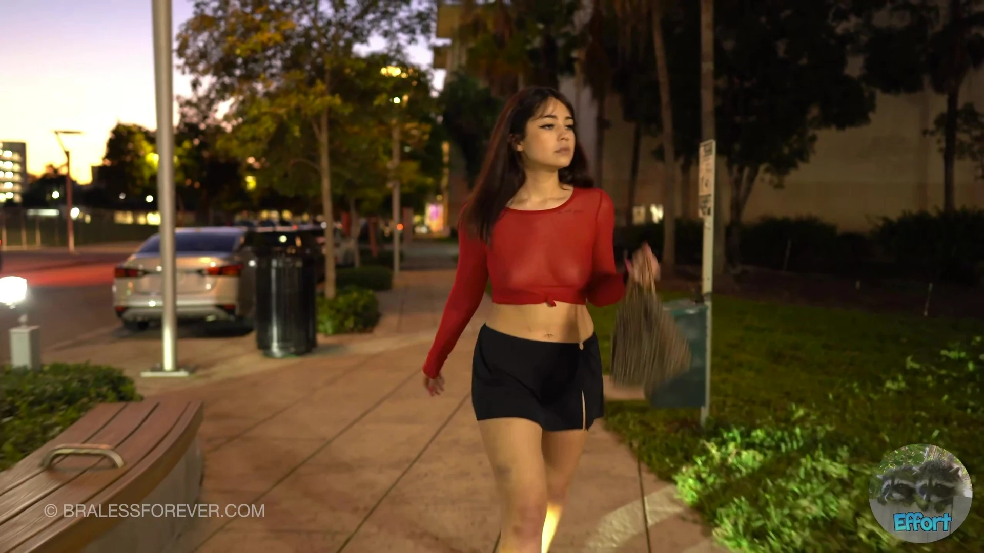 beautiful slut Bec the barbie flashing her naked tits around town