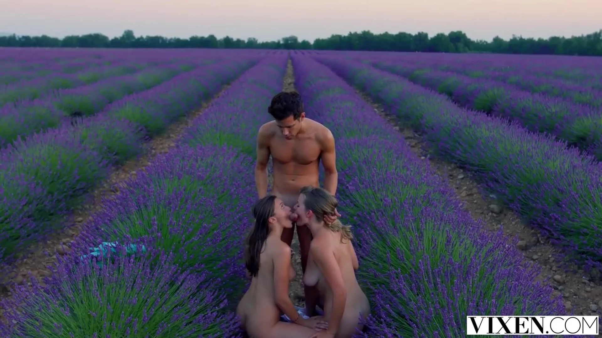 Mia Melano ffm threesome in the lavender fields