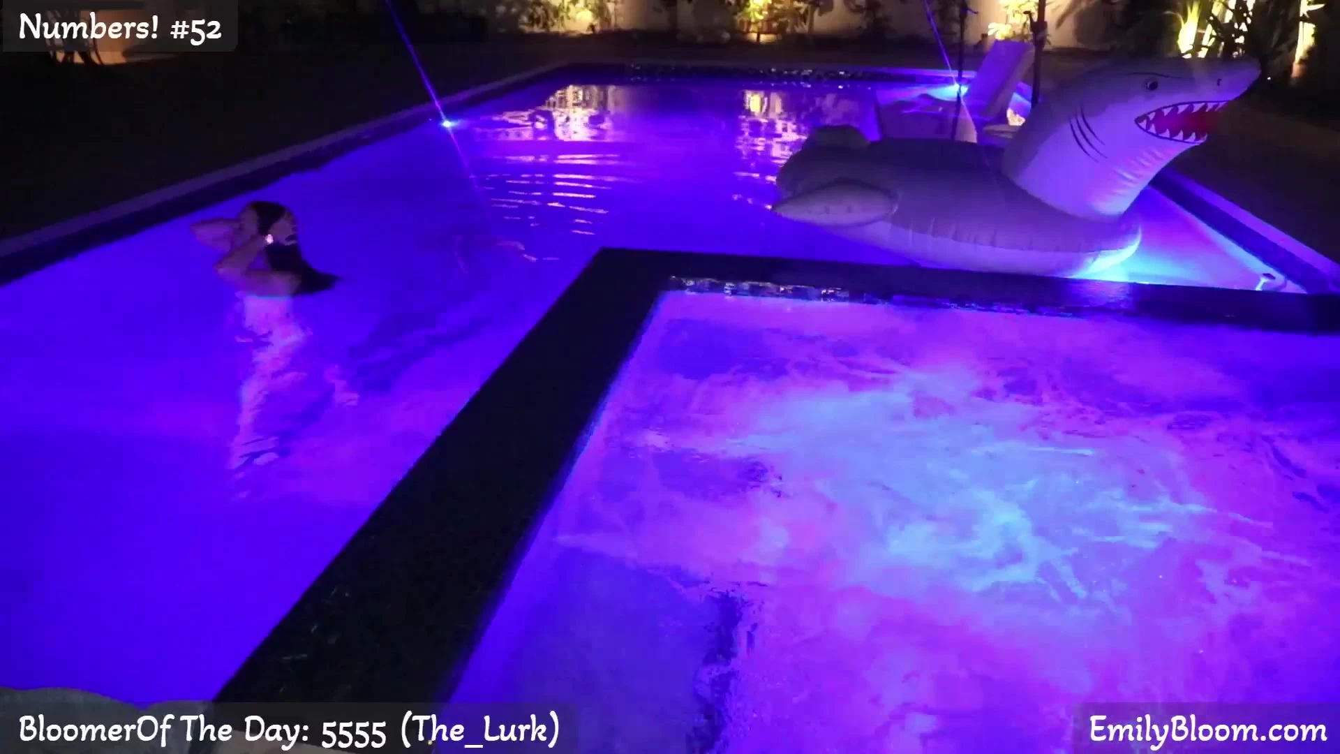 horny slut Emily Bloom naked dipping in the pool at night