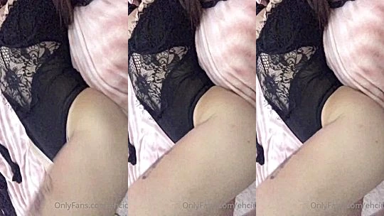 hot chick Ehcico teasing in black bodysuit