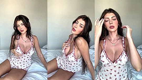 Queenpussybossv teasing in her white lingerie