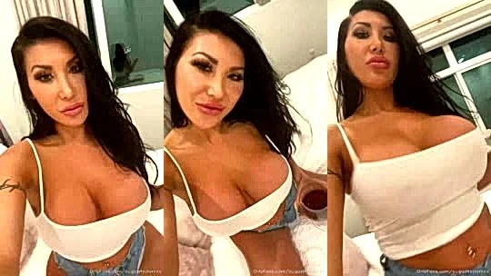 August Taylor showing off her big tits in white top