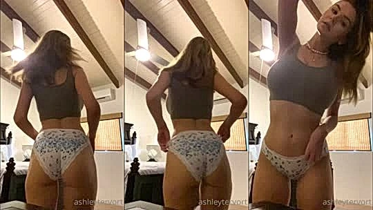 Sexy babe Ashley Tervort teasing her sexy body in the bathroom