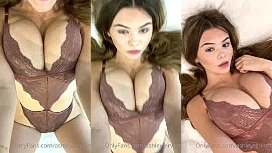 Ashley Tervort teasing her huge tits in lingerie