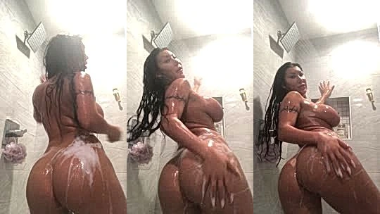 August Taylor spanking her wet booty in the shower
