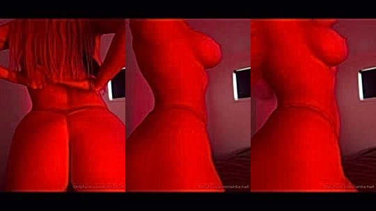 Hot girl Tahlia Hall showing off her hot body in the red room