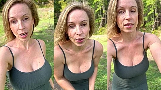horny slut Kali Knockers flashing her tits in the park