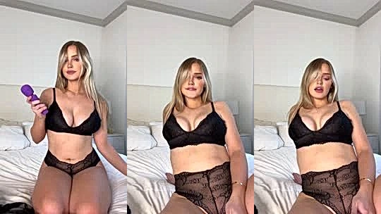 Horny girl TanaBabyXo teasing in her black lingerie