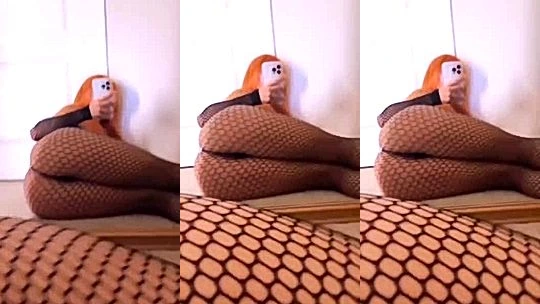 Ehcico teasing her booty in fishnet