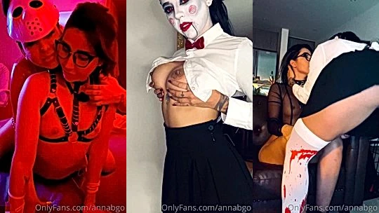 hot babe Annabgo lesbian halloween play