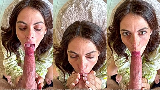 hot chick Alexa Pearl sucking a huge cock pov