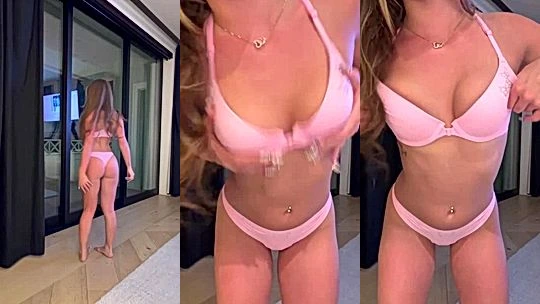 Piper Rockelle teasing in her pink lingerie