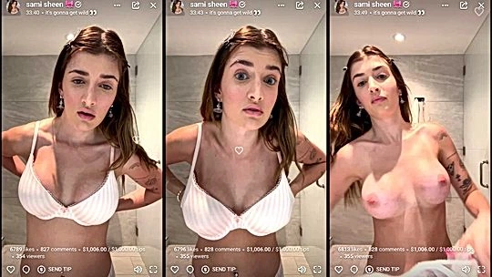 Sami Sheen showing off her big tits on livestream