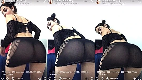 Angela Alvarez teasing her big booty in short skirt