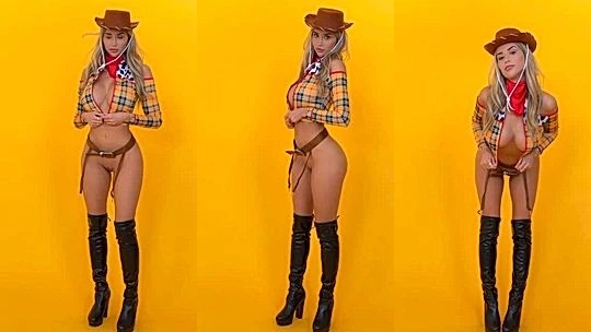 Mikayla Demaiter teasing in toy story cosplay